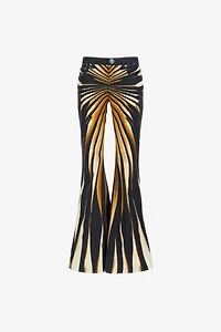 Flared jeans with Ray of Gold print