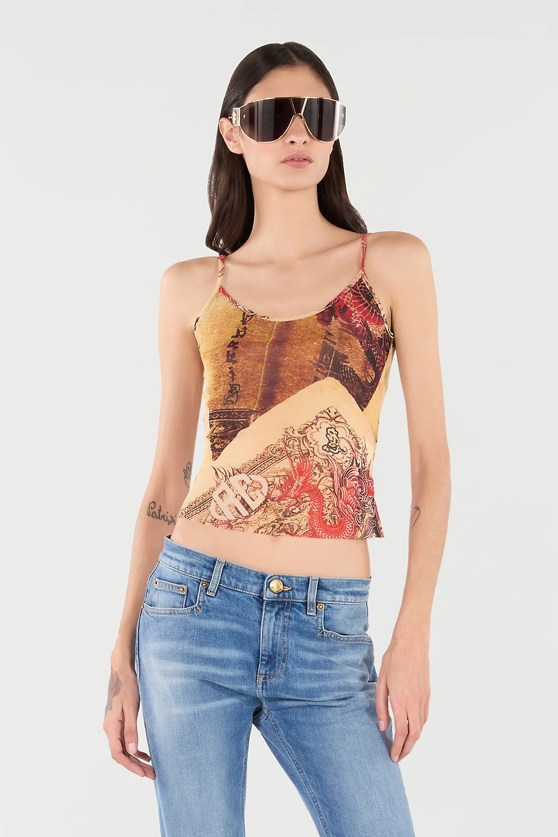 Top With Spaghetti Straps And All-Over Print