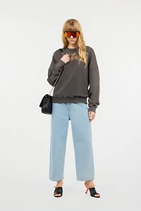 Sweatshirt With Bejeweled Logo Studs