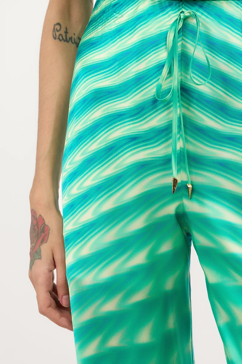 Optical Glass-Print Silk Pants