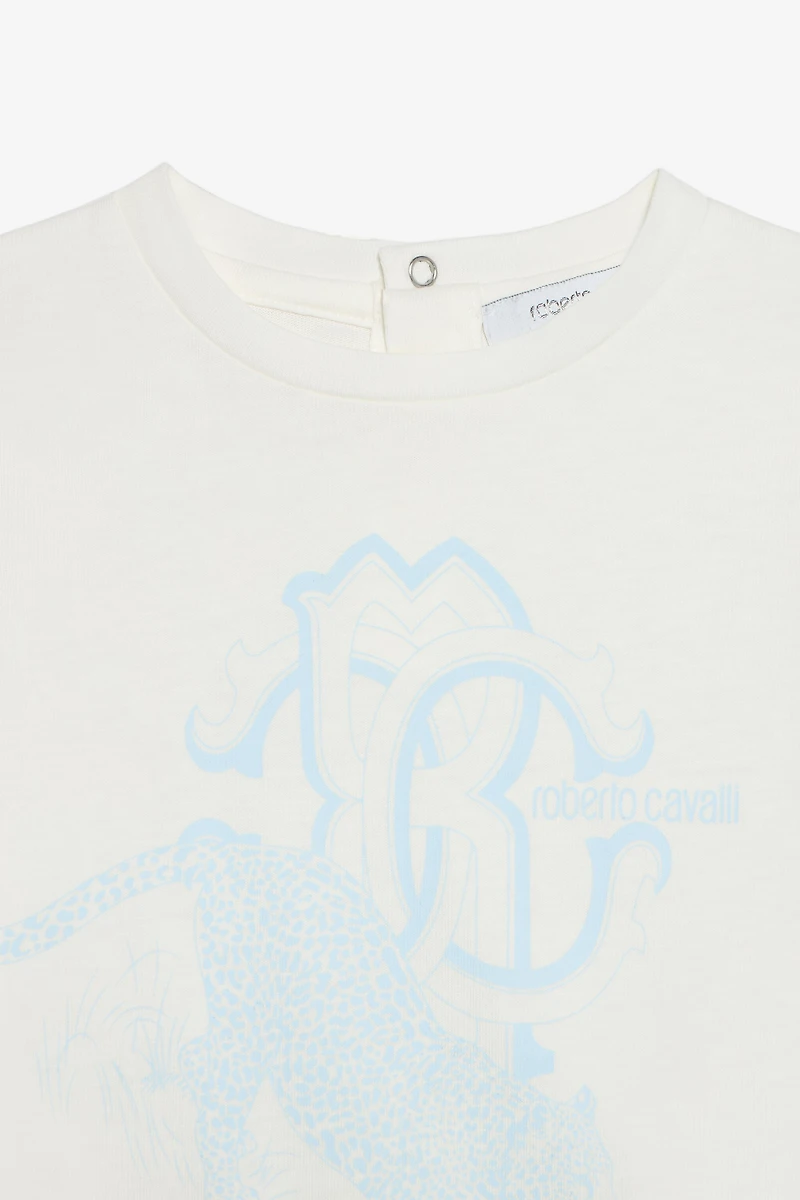 Milk White T-Shirt with Jaguar Print
