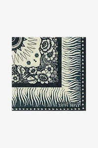 Cotton Scarf with Zebra Pattern and Logo