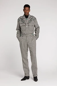 Gingham Straight-Leg Tailored Trousers
