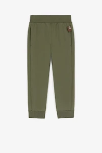 Logo-patch cotton trousers