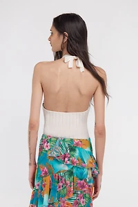 White Ribbed Halter Top