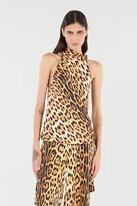Halterneck Top With Jaguar Skin Print