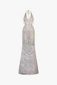 Sequin Halter Neck Maxi Dress