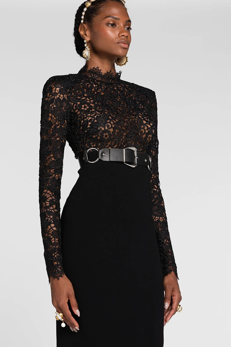 Lace-panel dress
