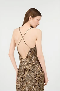Silk Dress With Jaguar, Cheetah And Leopard Print