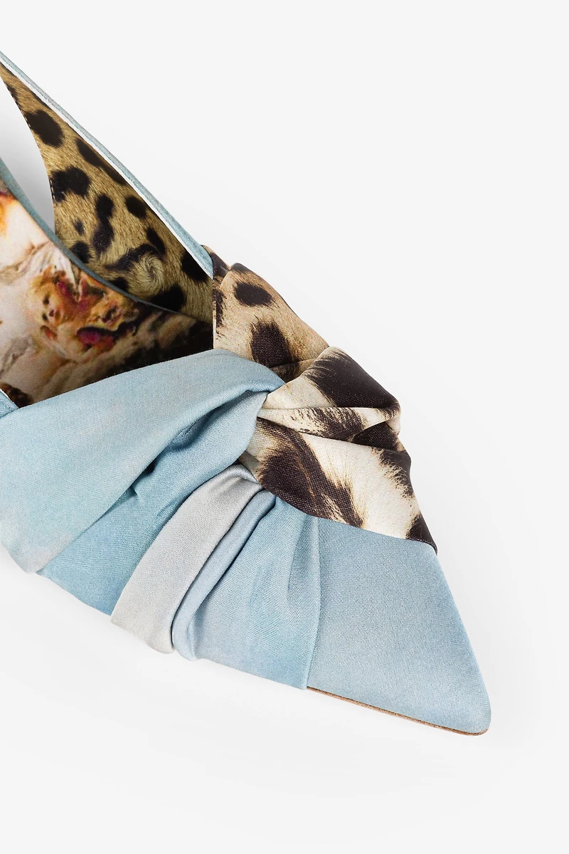 Graphic-print slingback ballerinas