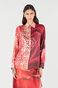Shirt With Jaguar Skin And Rose Print