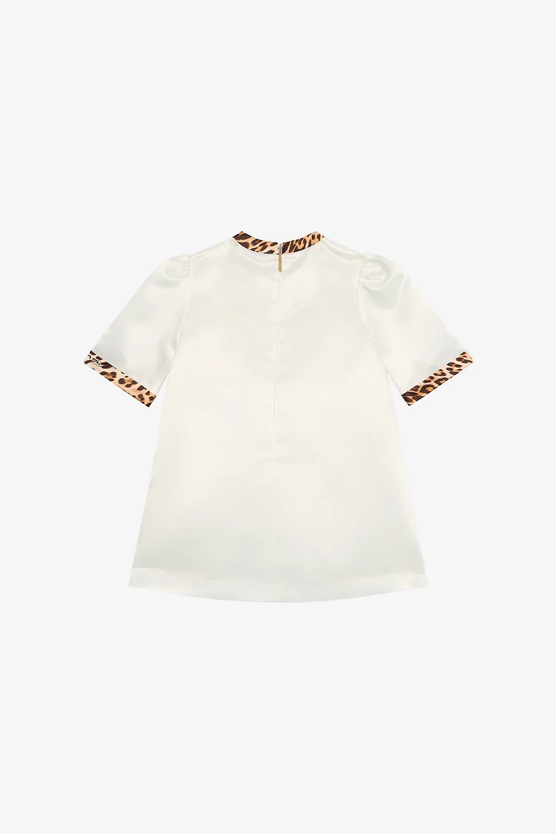 Milk White Dress with Jaguar Skin Inserts