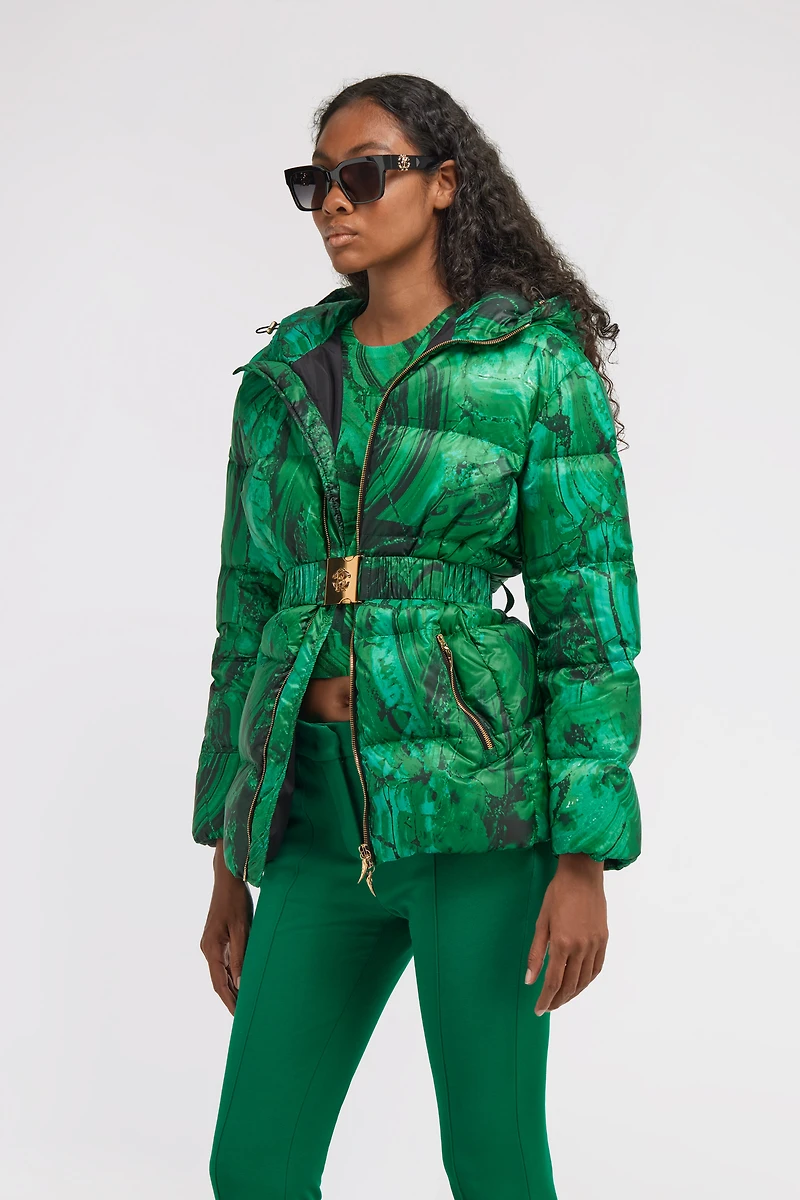 Malachite Print Puffer Jacket