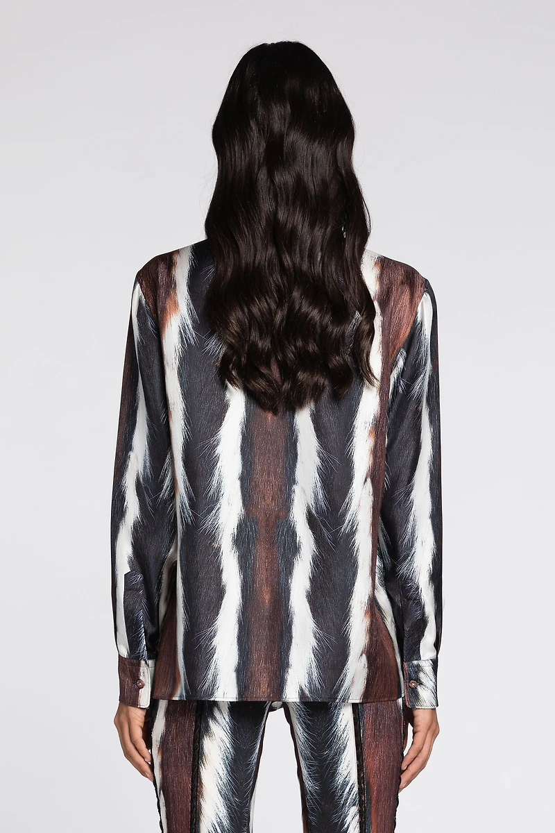 Animal-Print Silk Shirt