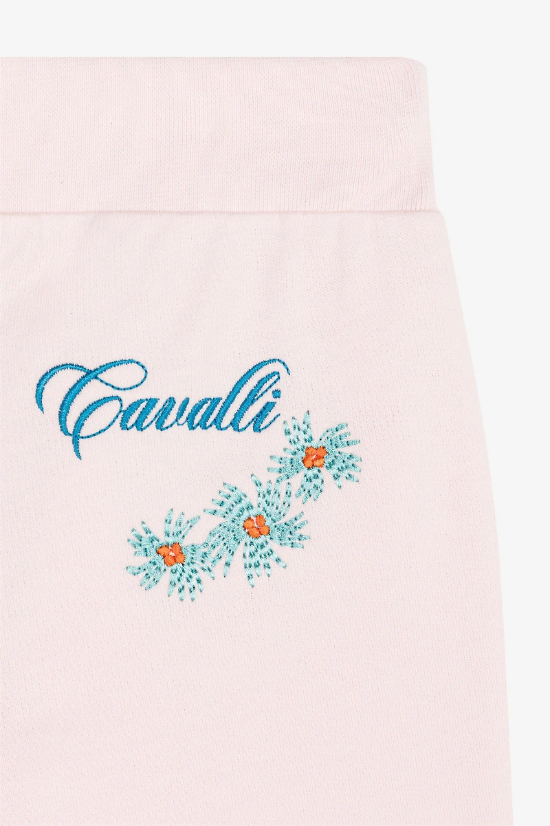 Flower-Embroidered Cotton Sweatpants
