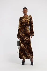Leopard print velvet dress