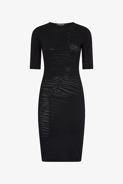 Midi Dress With White Tigress Openwork Detailing