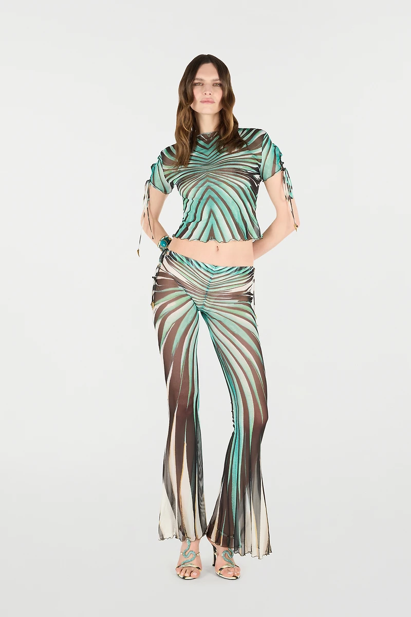 Ray Of Sea Print Flared Trousers