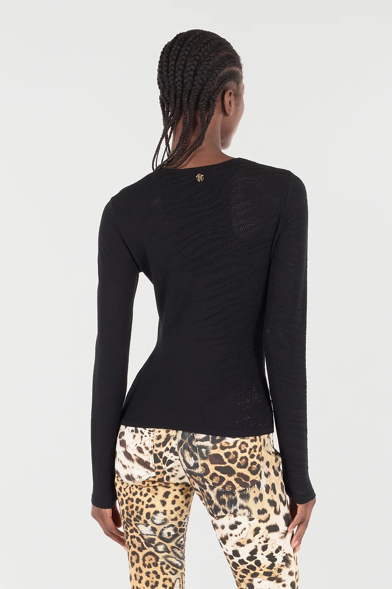 Sweater With Openwork Tiger Skin Pattern