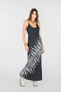 Long Dress With White Tigress Print
