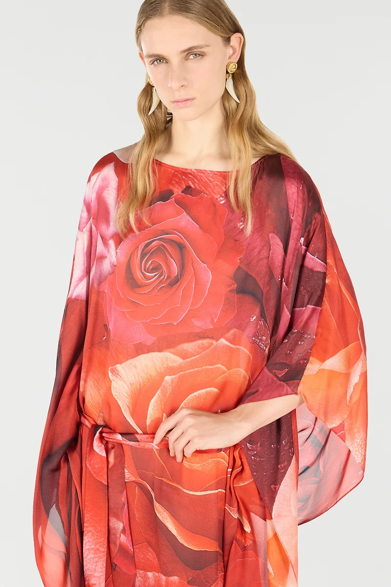 Long Dress With Rose Print