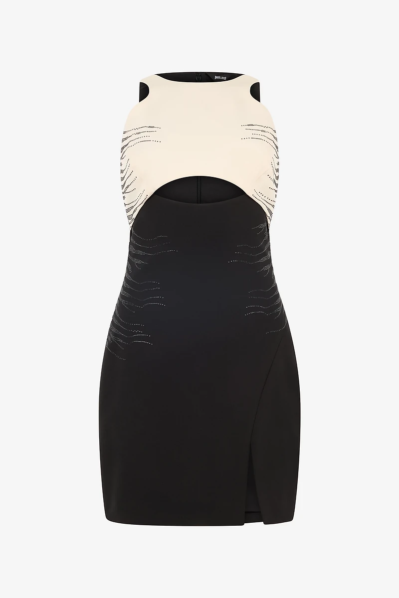 Two-Tone Mini Dress With Cut-Out