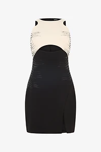 Two-Tone Mini Dress With Cut-Out