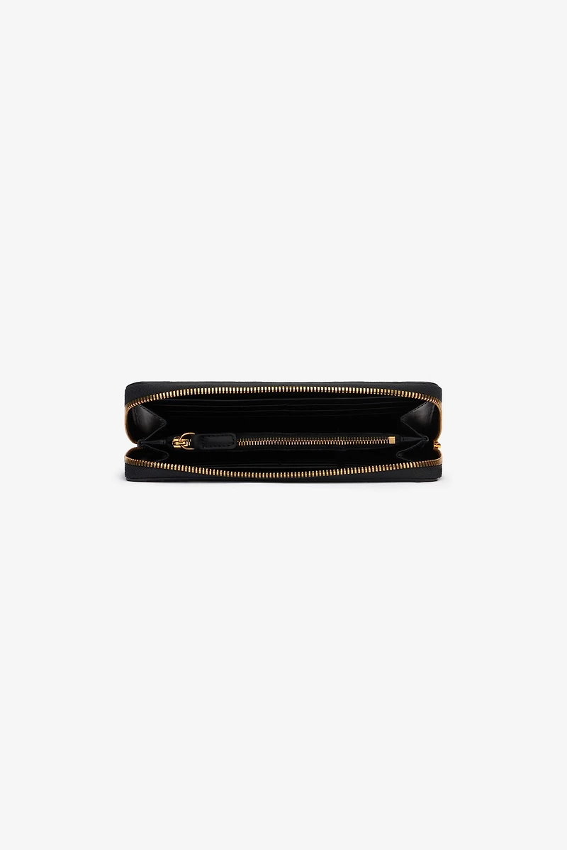 Zip-around wallet in printed leather