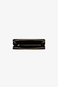 Zip-around wallet in printed leather