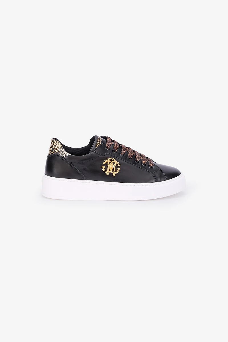 Black Leather Sneaker With Monogram RC