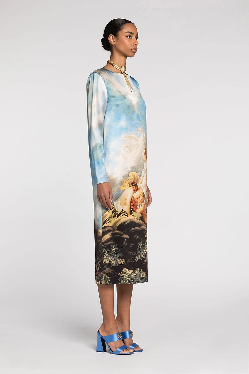 Graphic-print mid-length dress