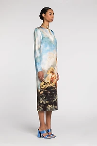 Graphic-print mid-length dress