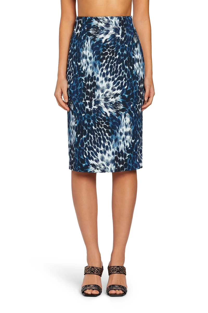 Leopard-print fitted skirt