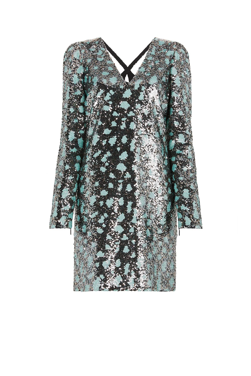 Leopard Sequin-Embellished Dress