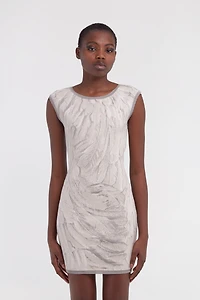 Ice Feathers Print Mini Dress