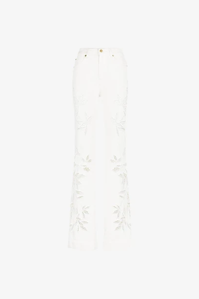 Floral Cut-Out Flared Jeans