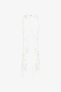 Floral Cut-Out Flared Jeans