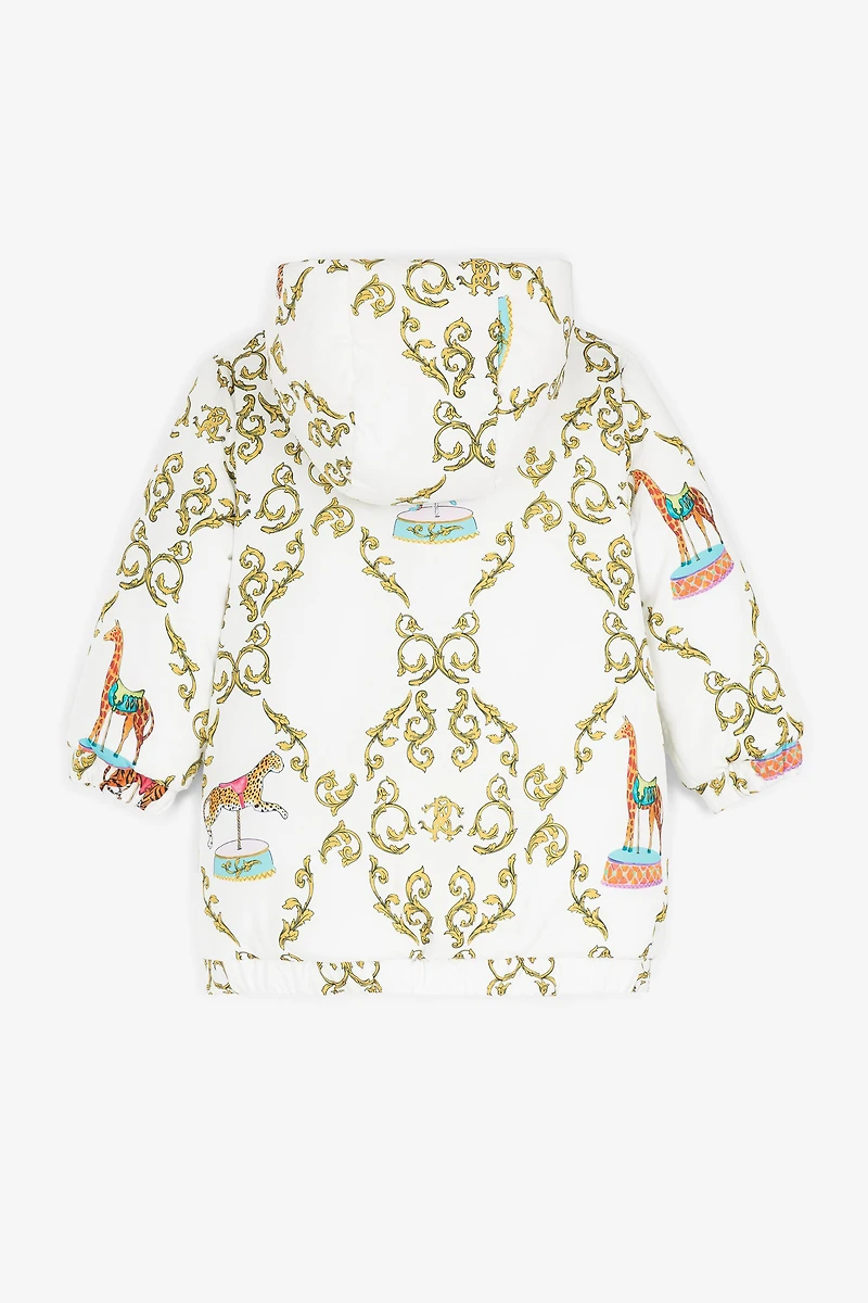 Filigree Circus-Print Padded Coat