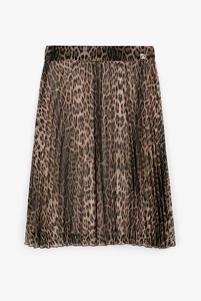 Leopard-Print Pleated Skirt