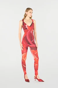 Rose-Print Sleeveless Jumpsuit