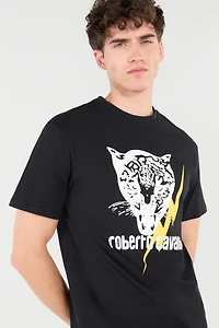 T-Shirt With Lightning Bolt And Jaguar