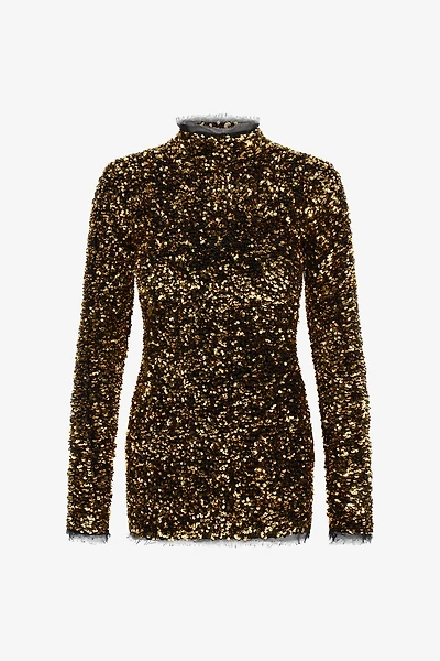 Gold Sequin Mini Dress