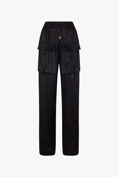 Pants With Solid-Color Jaguar Skin Print