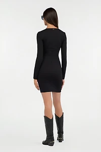 Black Mini Dress With Front Zip