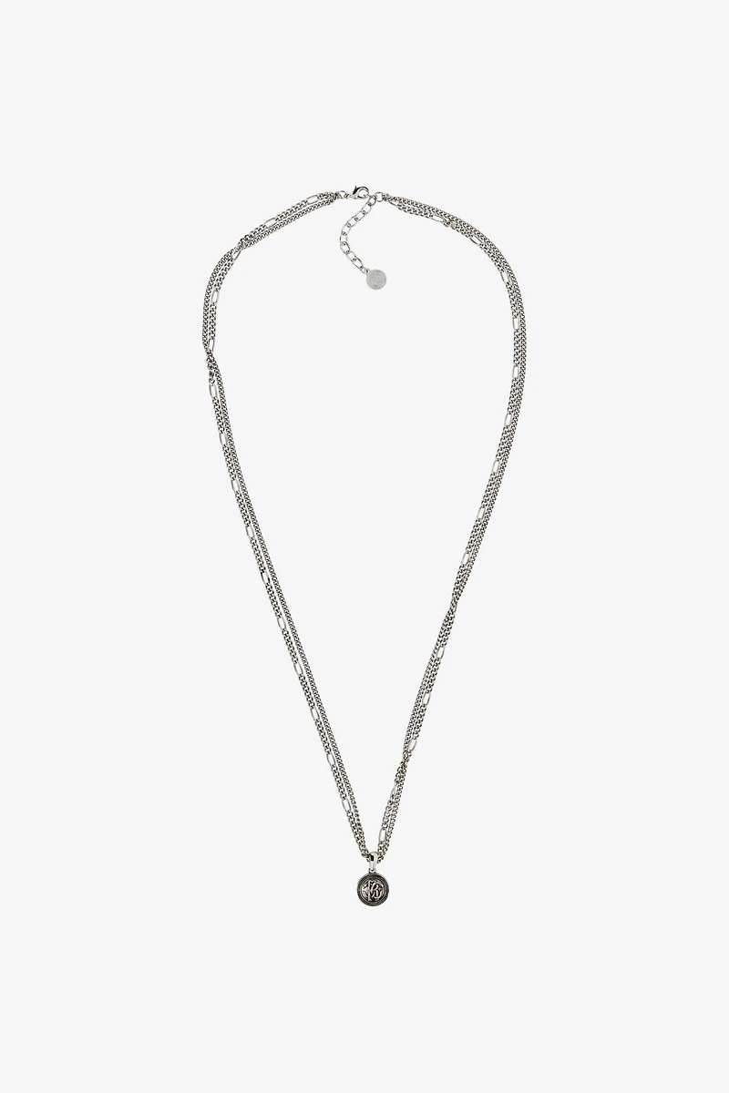 Silver-Tone Layered Necklace with Monogram RC