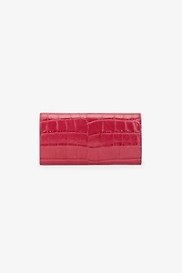 Crocodile-Effect Flap Wallet