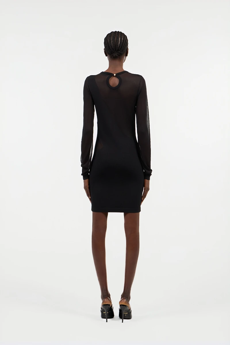 Black Mini Dress With Sheer Inserts