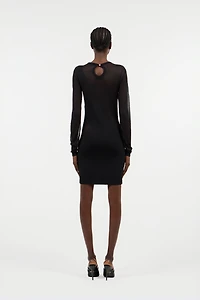 Black Mini Dress With Sheer Inserts