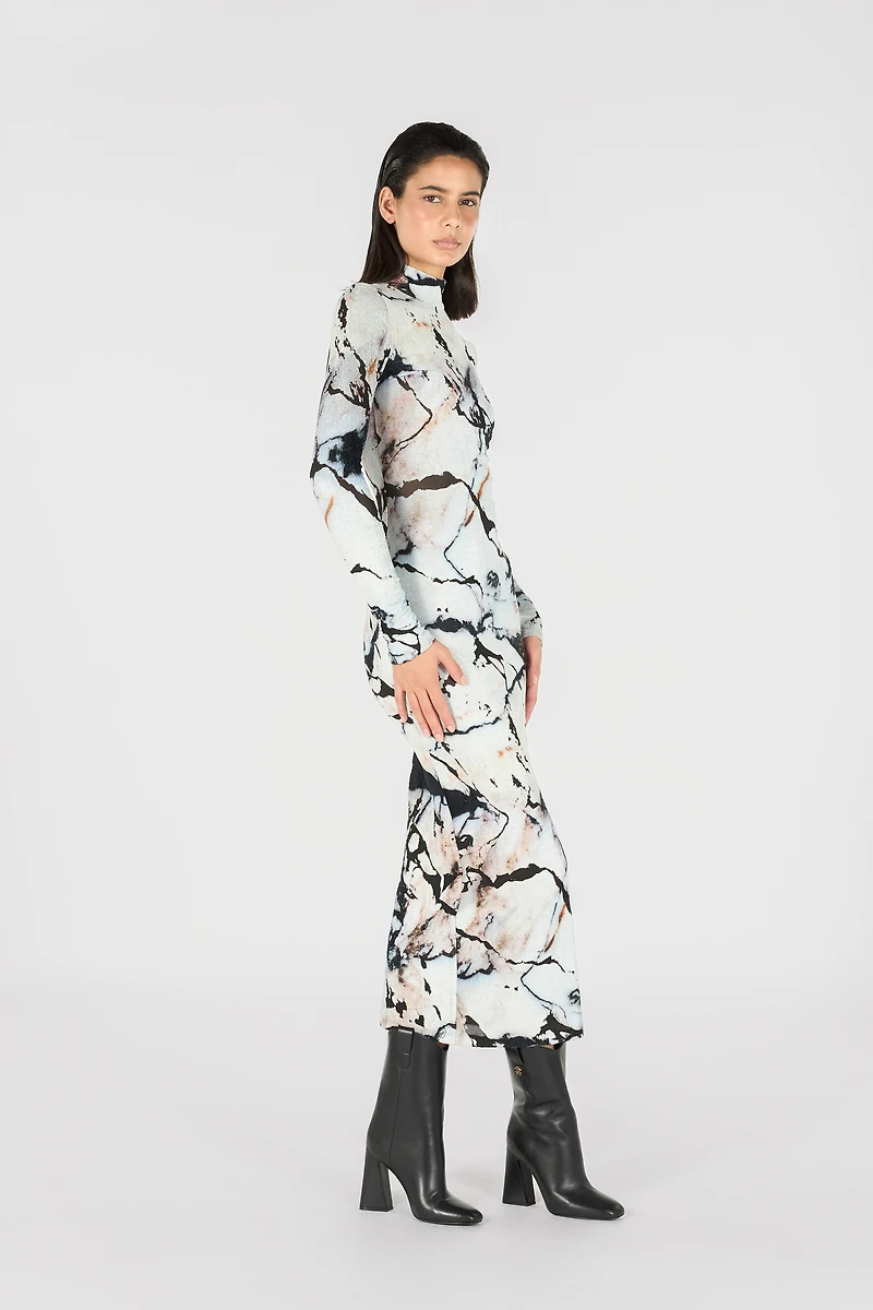 Long dress with Marble print