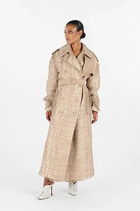 Grid Trench Coat with belt